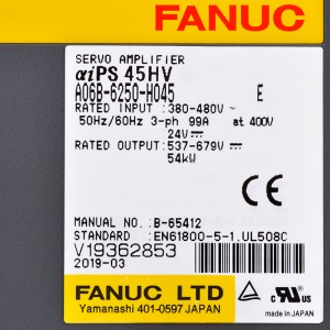 Fanuc жетектері A06B-6250-H045 Fanuc сервокүшейткіш aiPS 45HV