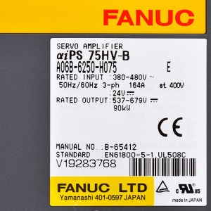 Fanuc anatoa A06B-6250-H075 Fanuc servo amplifier aiPS 75HV-B