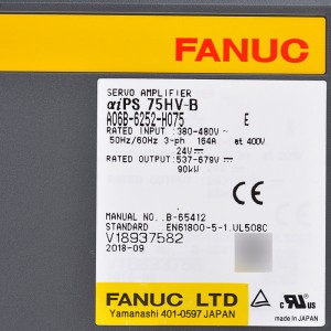 Fanuc diskdziņi A06B-6252-H075 Fanuc servo pastiprinātājs aiPS 75HV-B