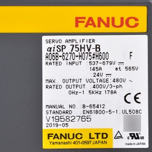 Fanuc ڈرائیوز A06B-6270-H075#H600 Fanuc سرو ایمپلیفائر aiSP 75HV-B