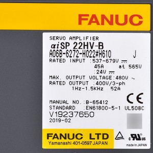 Fanuc memacu A06B-6272-H022#H610 Fanuc penguat servo aiSP 22HV-B