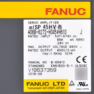 Fanuc இயக்கிகள் A06B-6272-H045#H610 Fanuc servo ஆம்ப்ளிஃபையர் aiSP 45HV-B