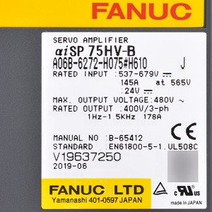 Fanuc ડ્રાઇવ A06B-6272-H075#H610 Fanuc સર્વો એમ્પ્લીફાયર AISP 75HV-B