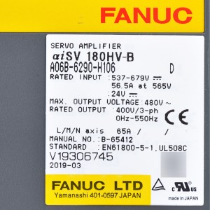 Fanuc ድራይቮች A06B-6290-H106 Fanuc servo ማጉያ aiSV 180HV-B