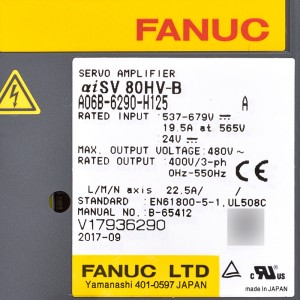Fanuc דרייווז A06B-6290-H125 Fanuc סערוואָ אַמפּליפיער אַיסוו 80HV-B