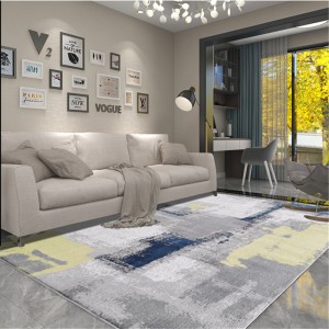 Moderna alfombra xeométrica gris e azul de luxo súper suave