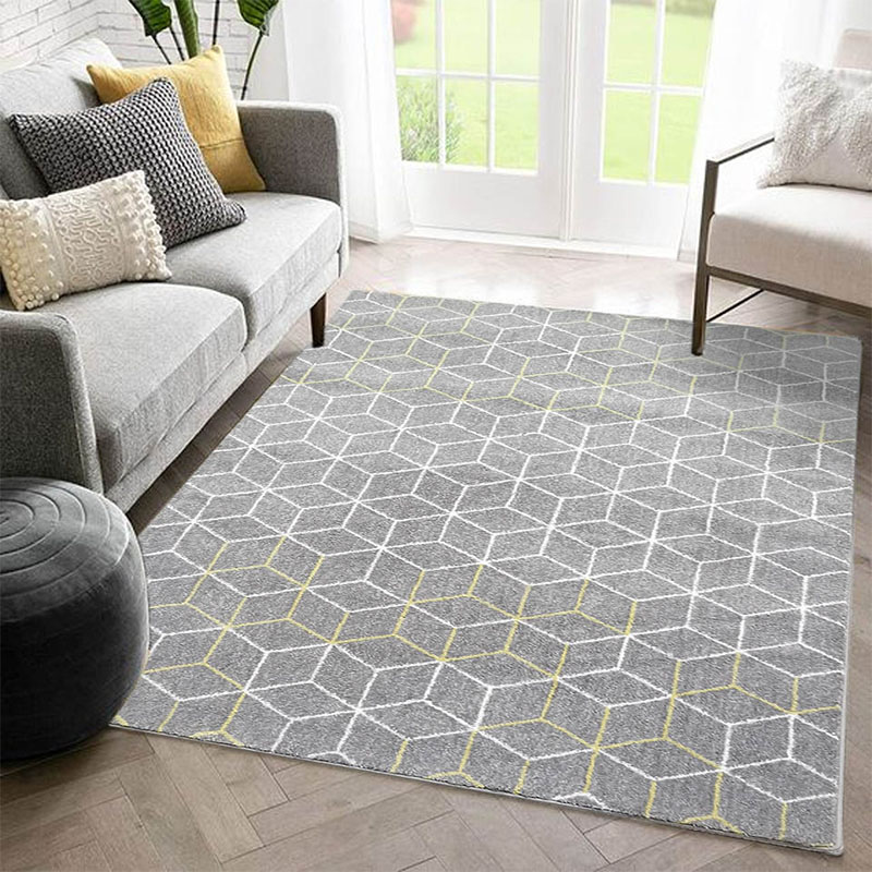 Minimalistiska mattor Vardagsrum Stor gul och grå mjuk matta Leverantör Utvald bild