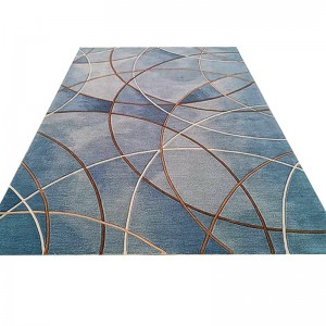 Prodám modrý vlněný geometrický ručně všívaný koberec