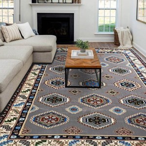 Handgetufteter Vintage-Teppich aus Seide in Grau für den Wohnzimmerboden