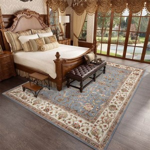 Groot formaat woonkamer vintage zijdeblauwe Perzische tapijten