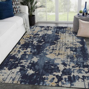 Vlastný dizajn s geometrickým vzorom modro-biely polyesterový mäkký koberec