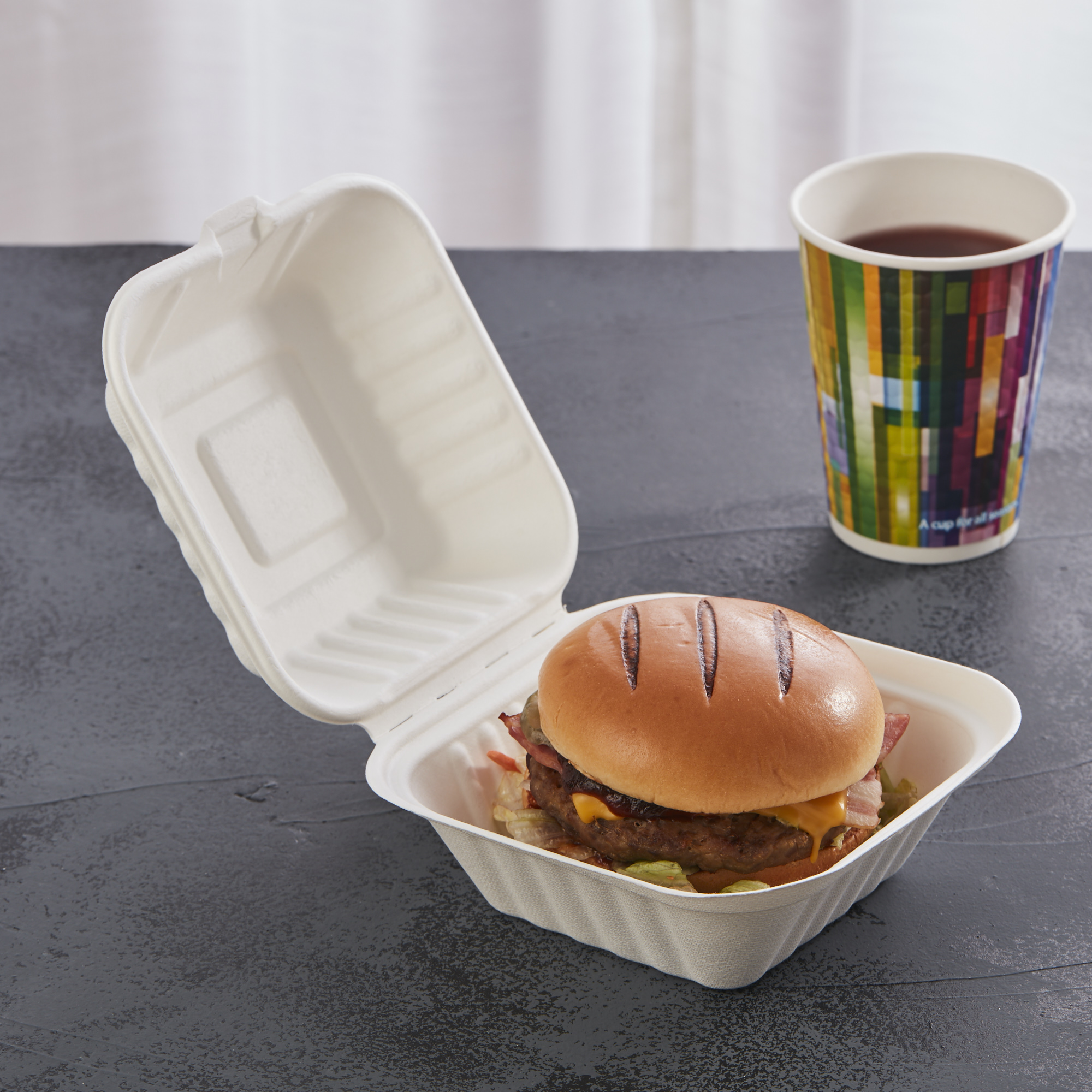 Disposable Eco Clamshell Burger Paper Box Sugarcane Bagasse Takeaway C –  Fastfoodpak