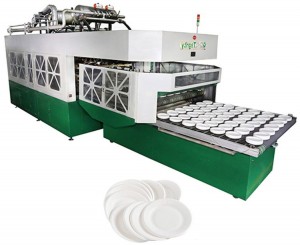 LD-12-1850 Fully Automatic Free Trimming Punching Biodegradable Sugarcane Bagasse Lunch Box Bowl Tray Pulp Molding Tableware Food Packaging Paper Plate Making Machine