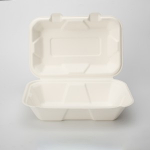 9″ x 6″ กล่องอาหารกลางวันเบนโตะแบบฝาพับที่เป็นมิตรกับสิ่งแวดล้อมแบบย่อยสลายได้ทางชีวภาพขายส่งแบบกำหนดเอง