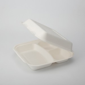 9 ″ x 9 ″ 3-Kompartiment Wegwerf Iessen Container Grousshandel Clamshell Lunch Box mat Deckel