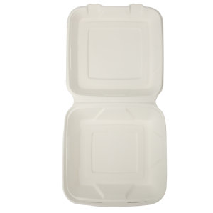 9″ x 9″ Venda por xunto biodegradable desbotable para levar Envase para levar Cana de azucre Bagazo Pulp Clamshell Bento Lunch Box