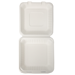 9″ x 9″ Kotak Makan Siang Wadah Makanan Cangkang Tebu Bagas Sekali Pakai Ramah Lingkungan