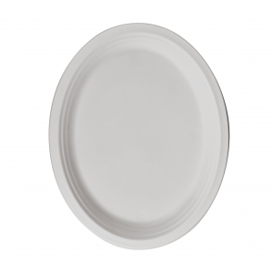12.5″ x 10″ ການຂາຍຍົກຂະຫນາດໃຫຍ່ Oval Party Sugarcane Bagasse Disposable Paper Plate