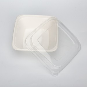 Ciotola di carta per alimenti biodegradabili biodegradabili di 24 once quadrate senza PFAS con coperchi