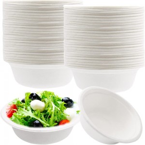 Без PFAS 12 oz (340 ml) хартиени чинии за еднократна употреба за микробранова печка за биоразградливи компостирање со капаци