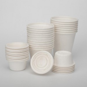 8 oz (260ml) Compostable Biodegradable Disposable Sugarcane Bagasse Pulp Molded Coffee Cups And Lids