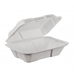9″ x 6″ Custom Wholesale Biodégradables Ekolojik zanmitay Microwavable Clamshell Bento Lunch Box