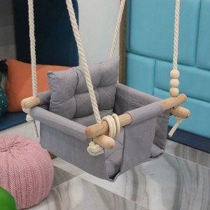 כיסא נדנדה לתינוק קנבס עם כרית כותנה וחגורת בטיחות תלוי כיסא נדנדה לפעוט
