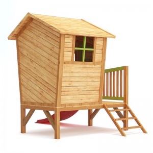 Shtëpi lojërash prej druri me kopsht në natyrë me cilësi të lartë të personalizuar me rrëshqitje për fëmijë