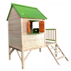 Търговия на едро с висококачествена детска дървена детска къщичка за игра на открито с пързалка