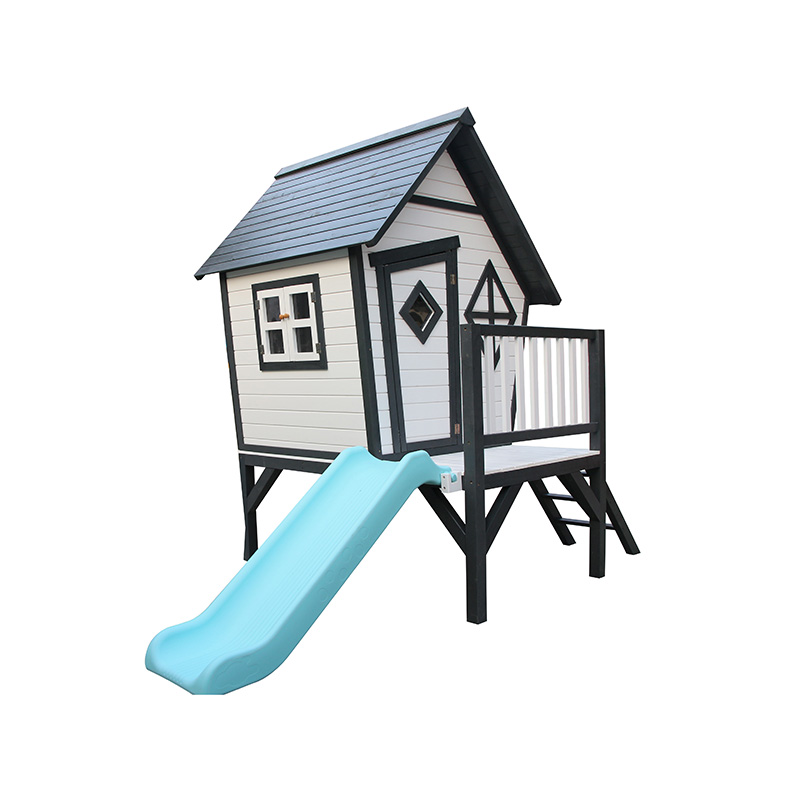 スライドが付いている大きい現代屋外の子供の卸売の注文の子供の裏庭のプレイハウス