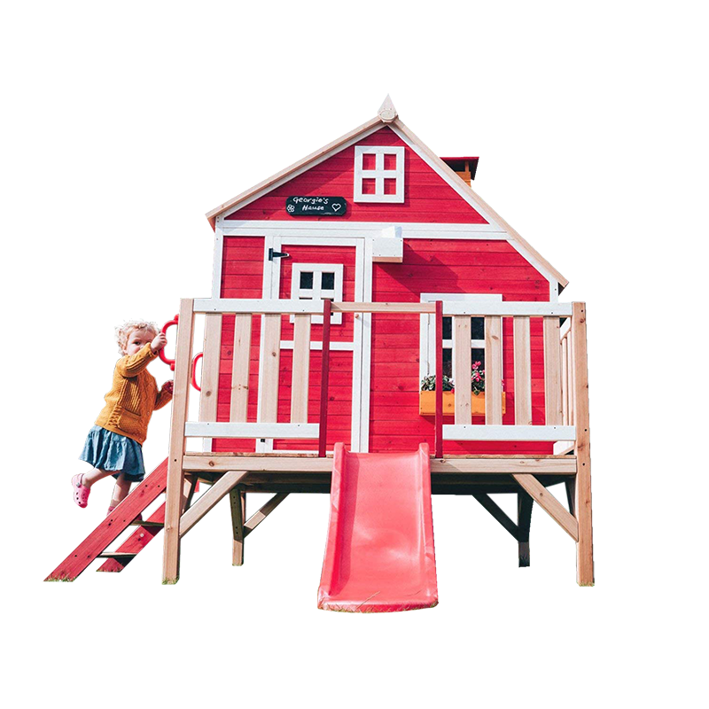 Сборка бревенчатой ​​хижины на открытом воздухе, консервант, деревянный детский домик на дереве, игровой детский сад