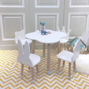Customized Shape Wooden Kids Table and Chairs Set