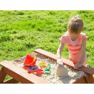 Outdoor Solid Wood Children Kids Sandpit Picnic table