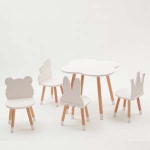 Customized Shape Wooden Kids Table and Chairs Set