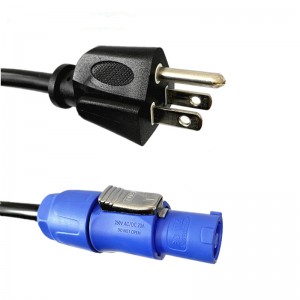 Powercon Blue 3 Pin Nema 5-15P Edison Plug A...