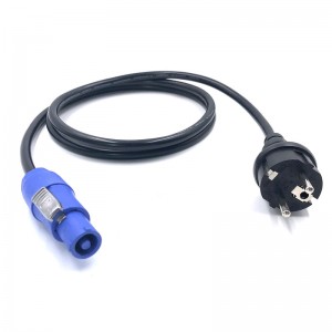 Cable adaptador Powercon azul a enchufe europeo de 3 pines 240V 10AMP