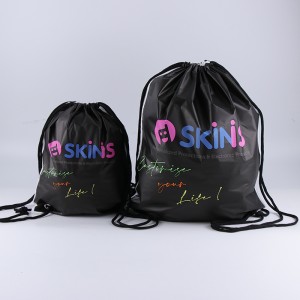 Custom na Printing Matte Backpack Design Black Drawstring Bag