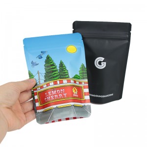 Impressão de logotipo colorido personalizado Saco Ziplock Mylar Embalagem para ervas daninhas 3,5 g 7 g