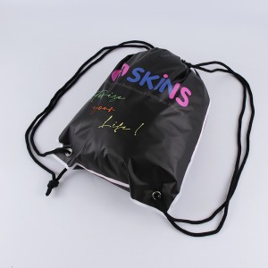 Oanpaste printsjen Matte Backpack Design Swarte Drawstring Bag