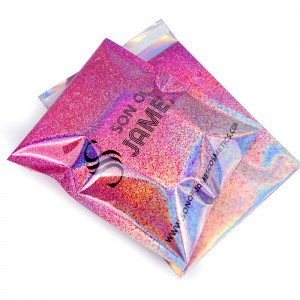 Aliuminio folijos rožinis holografinis lazerinis polietileno pašto maišelis