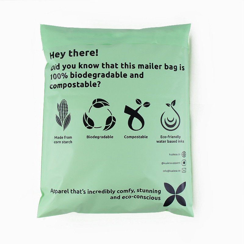 Anpassad logotyp miljövänlig biologiskt nedbrytbar plast poly mailer kurir fraktpåse för kläder kuvertpåsar