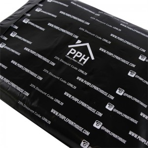 Saco de correio preto com tira adesiva de folha dupla impressão personalizada