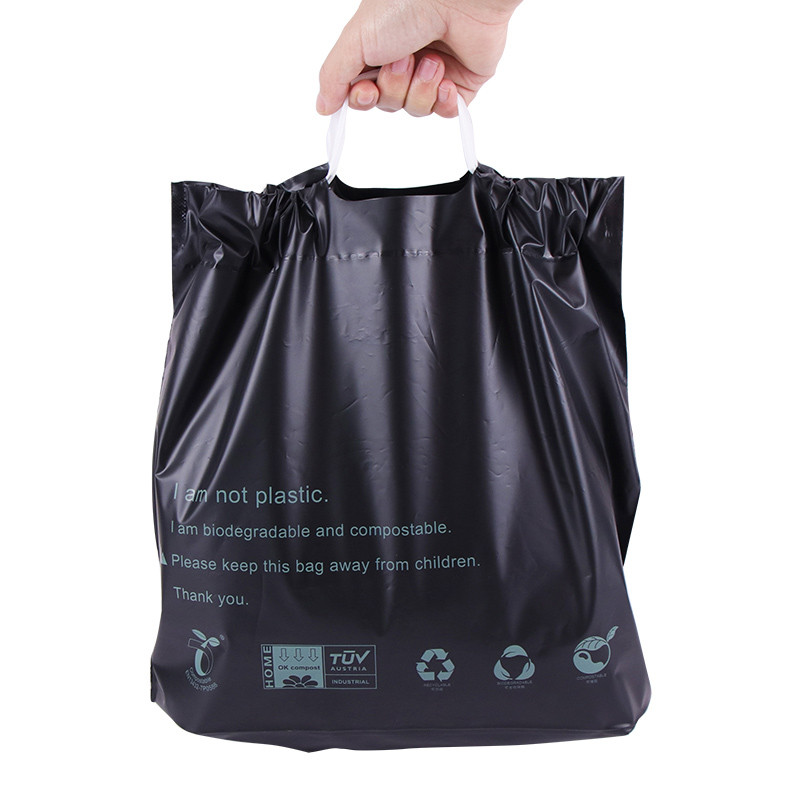 I-Eco Friendly Biodegradable and compostable Plastic Custom Logo drawstring Bag