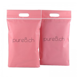 I-Pink Clothing Packaging Isikhwama Seziphuphu Esiqandisiwe Esine-Handle Design