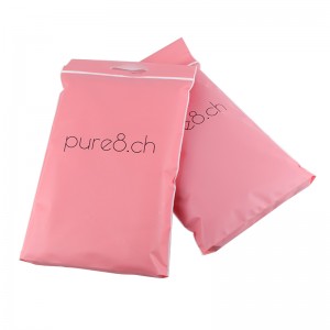 Ambalare roz pentru îmbrăcăminte, geantă mată cu fermoar, cu design de mâner