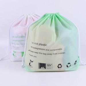 100% kompostuojami individualaus logotipo drabužių maišeliai su virvelėmis