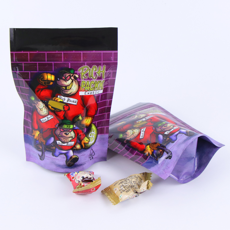 Egyedi logótervezés 3,5 g-os zacskók kis zacskók csomagolás cipzáras felálló tasak élelmiszer édesség ajándékokhoz