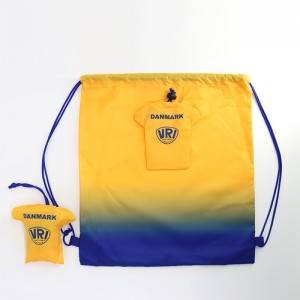 Unique folding T-shirt shape RPET gym bag drawstring backpack