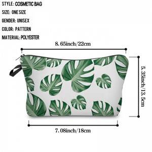 high quality customized printing pattern zipper cosmetic bag