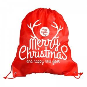 Cheap cute nonwoven christmas drawstring bag for gift